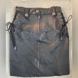 DIESEL leather skirt, corset style with side ties. Size 0